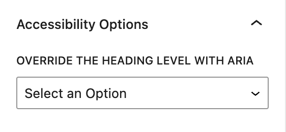 The heading level select in the heading block sidebar