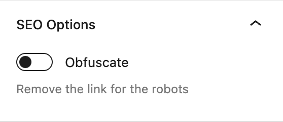 The Obfuscate toggle in the block sidebar